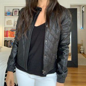 Trina Turk Quilted Leather Bomber Jacket
